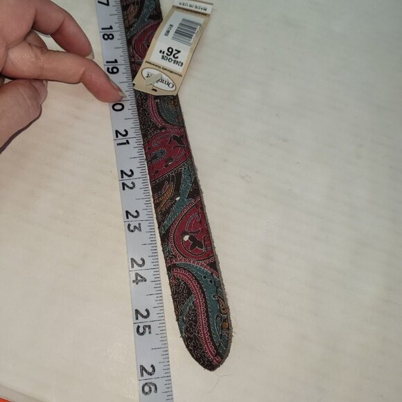 Omni Pet Dog‎ Collar Signature Leather Red Brown Green Paisley 26"(22-23")Buckle - Picture 5 of 10